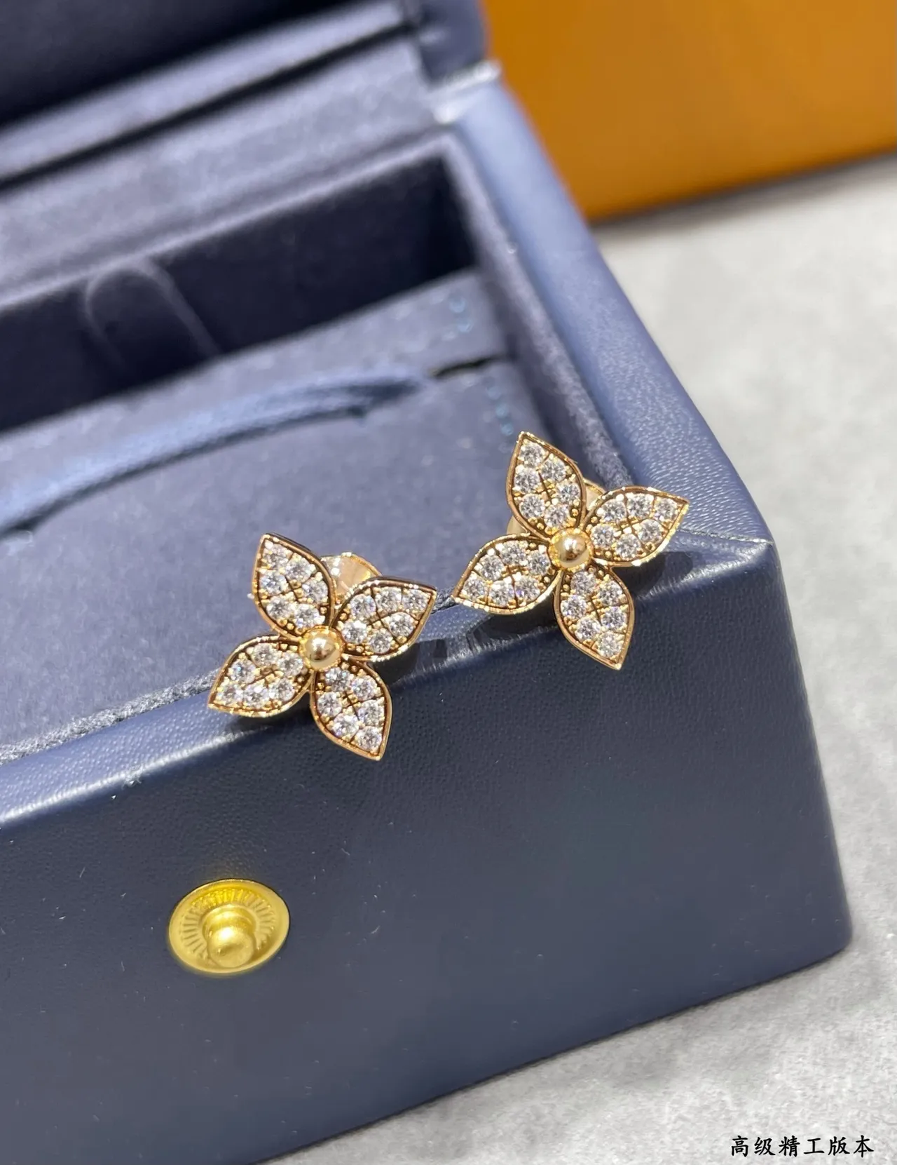 Van Cleef & Arpels Alhambra Four-Leaf Flower Pavé Stud Earrings 2