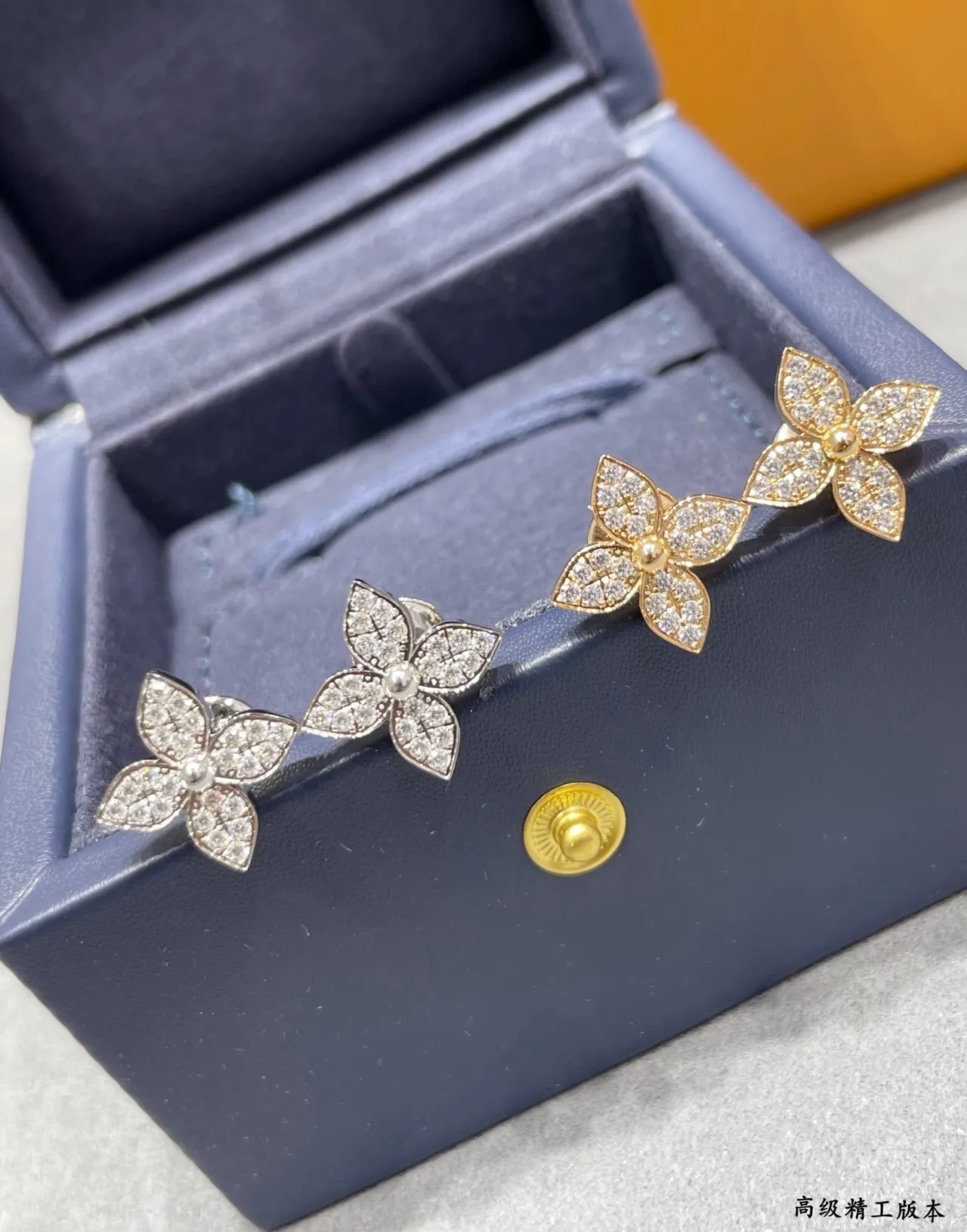 Van Cleef & Arpels Alhambra Four-Leaf Flower Pavé Stud Earrings 8
