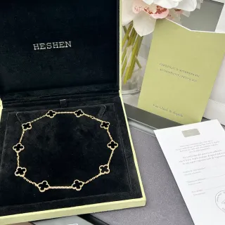 Van Cleef & Arpels Alhambra Ten Motifs Gold and Black Enamel Necklace