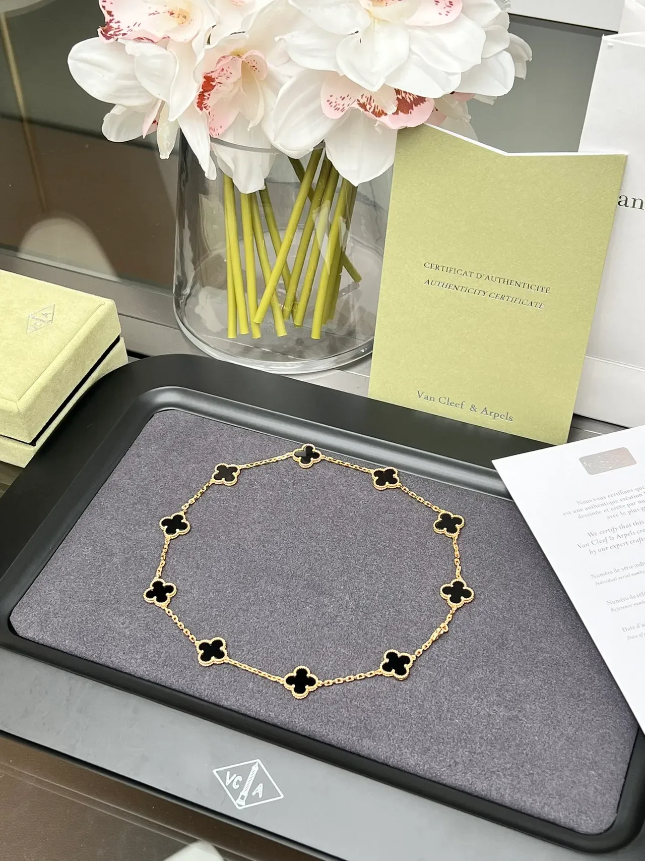 Van Cleef & Arpels Alhambra Ten Motifs Gold and Black Enamel Necklace 6