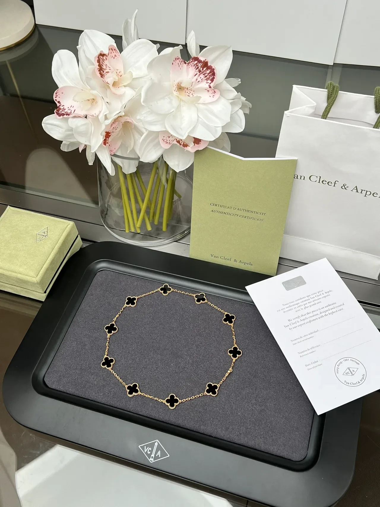 Van Cleef & Arpels Alhambra Ten Motifs Gold and Black Enamel Necklace 7