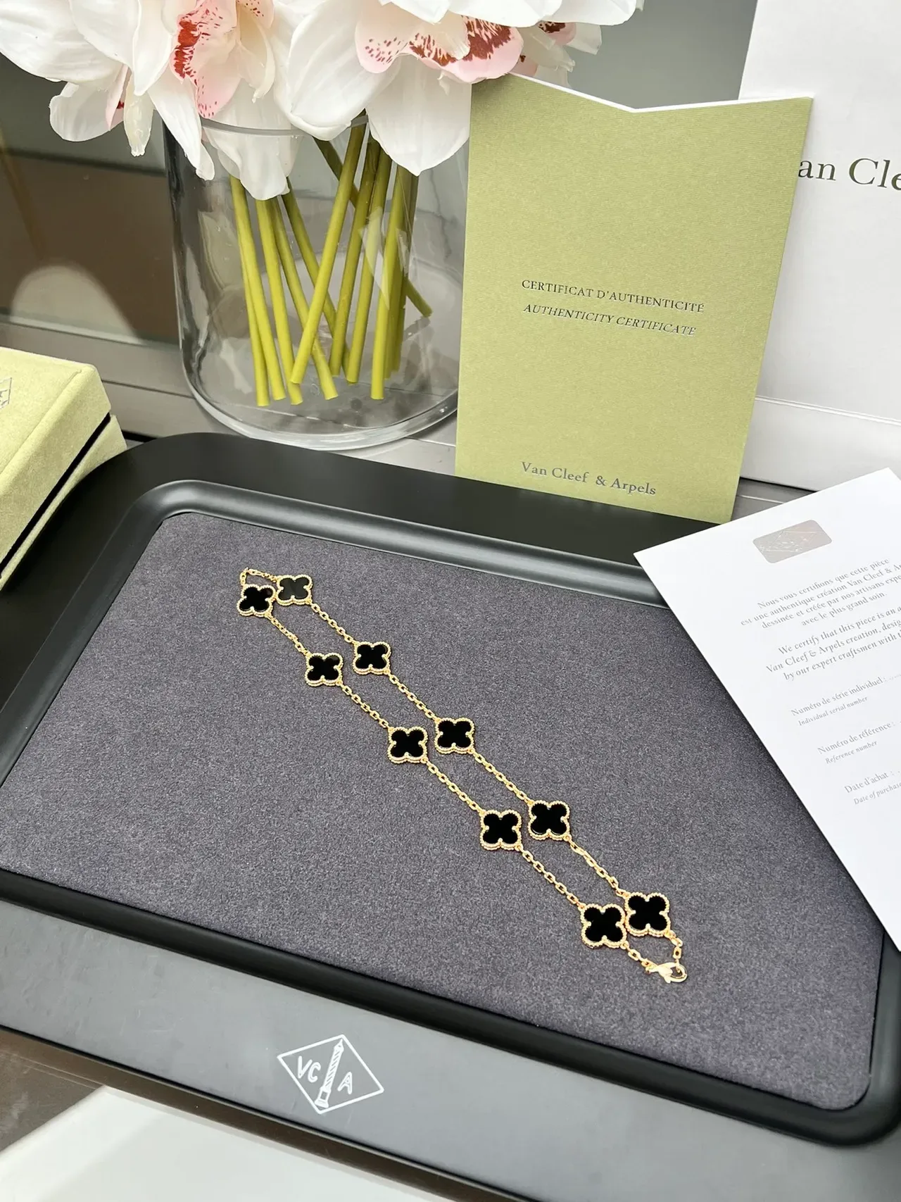 Van Cleef & Arpels Alhambra Ten Motifs Gold and Black Enamel Necklace 8