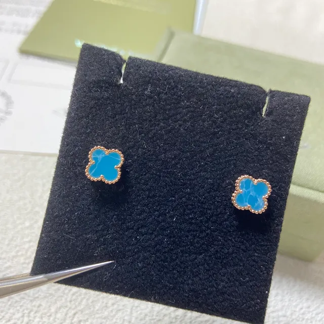 Van Cleef & Arpels Alhambra Turquoise Clover Stud Earrings 2