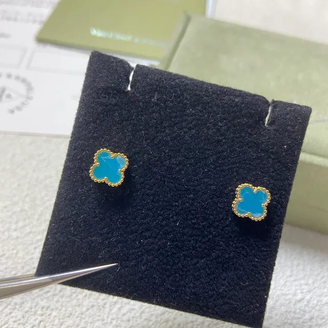 Van Cleef & Arpels Alhambra Turquoise Clover Stud Earrings 3