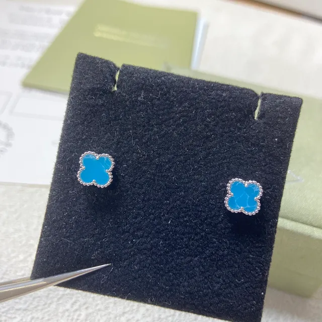 Van Cleef & Arpels Alhambra Turquoise Clover Stud Earrings 4