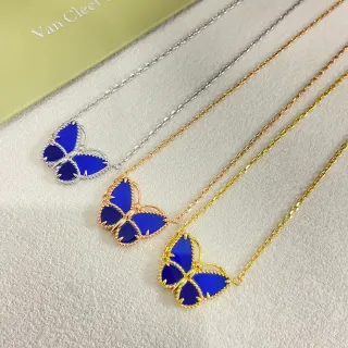Van Cleef & Arpels Papillon নীল এনামেল বাটারফ্লাই নেকলেস