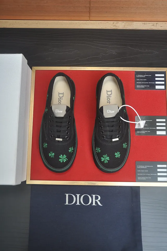 Vans Black Green Canvas Upper Embroidered Clovers Skateboard Shoes 5