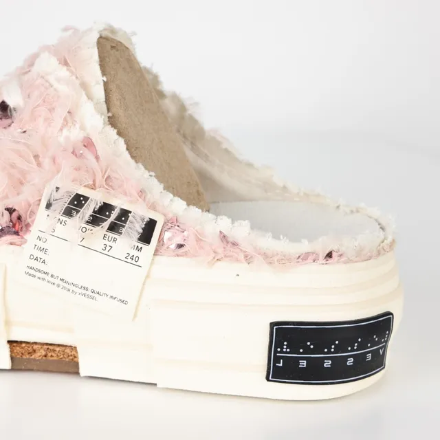 VEJA mocassin rose beige partie supérieure en fil texturé semelle plateforme chunky à couches superposées mocassin 4