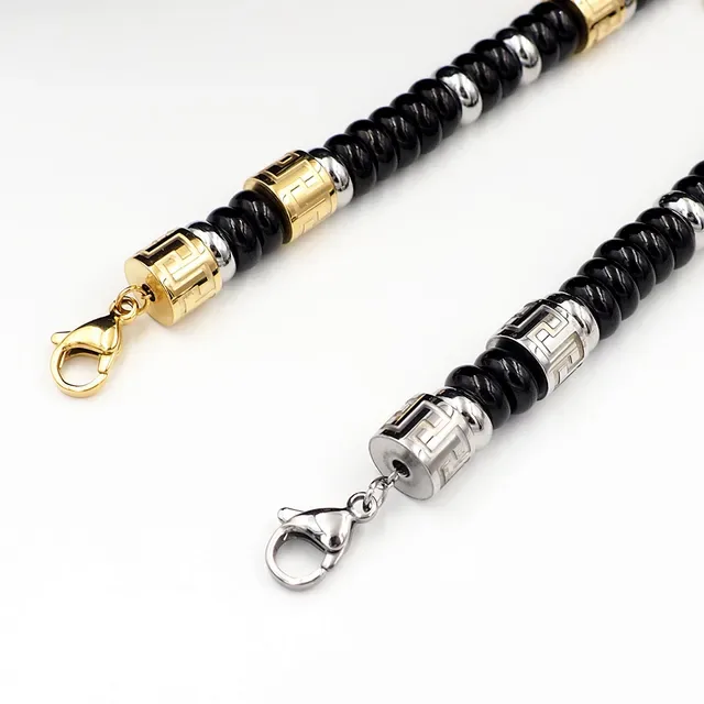 Versace Black Gold Beaded Chain Bracelet 2