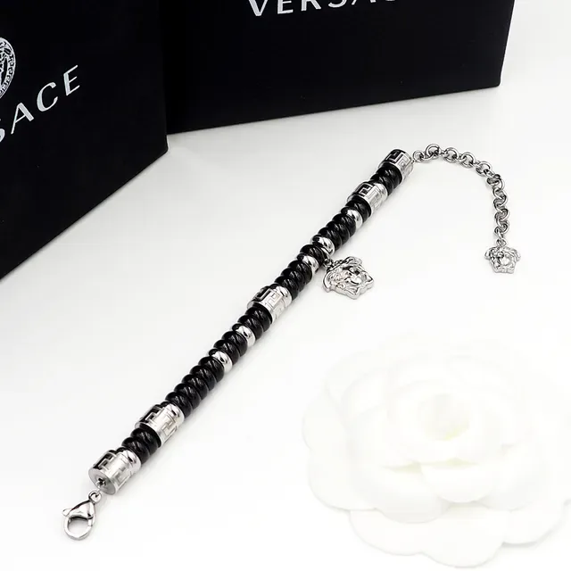 Versace Black Gold Beaded Chain Bracelet 9