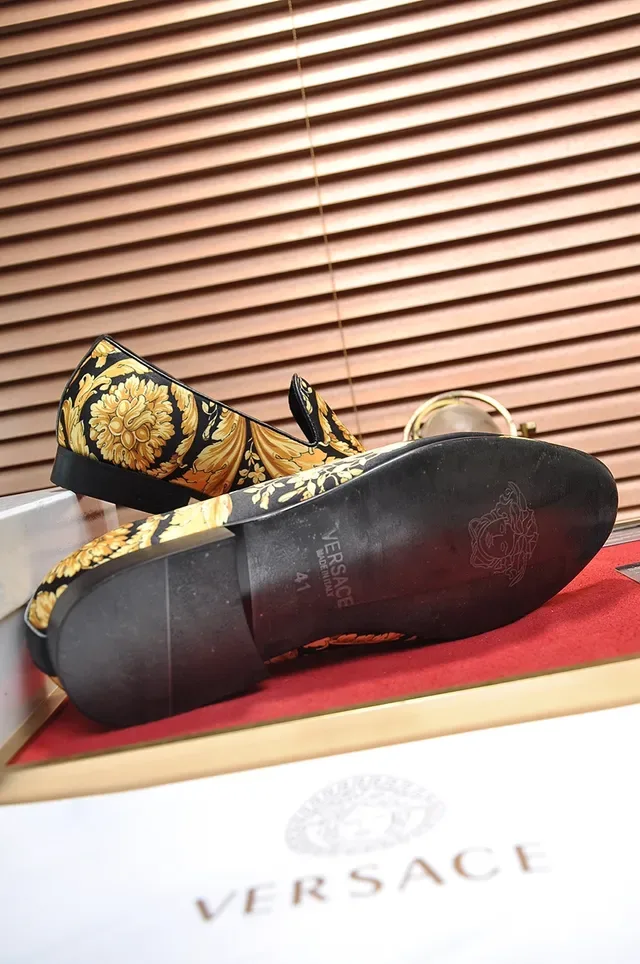 Versace Black Gold Pointed-Toe Slip-On Loafer 3