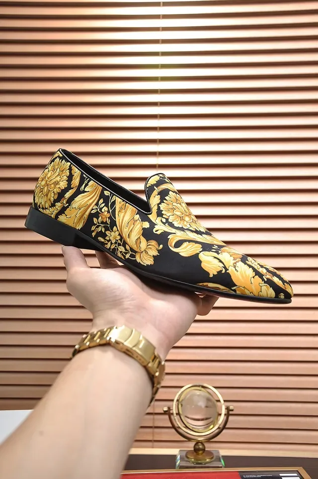 Versace Black Gold Pointed-Toe Slip-On Loafer 4