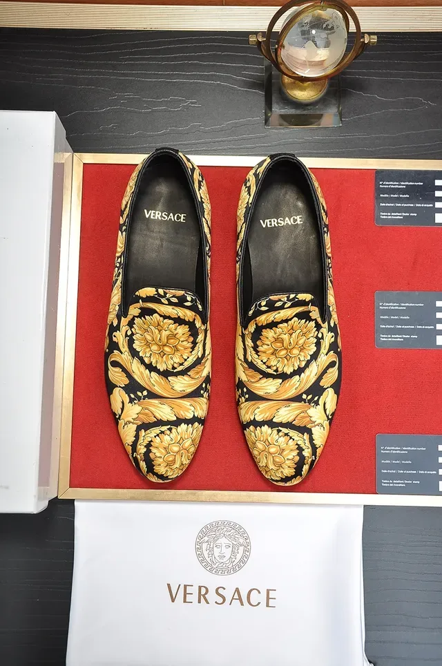 Versace Black Gold Pointed-Toe Slip-On Loafer 5