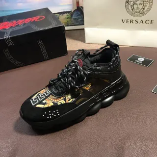 Versace Chain Reaction काला बारोक प्रिंट चंकी स्नीकर