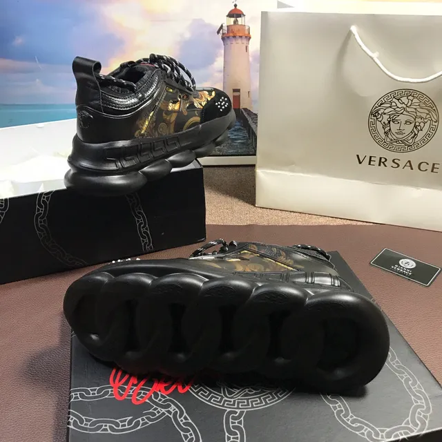 Versace Chain Reaction Black Baroque Print Chunky Sneakers 2
