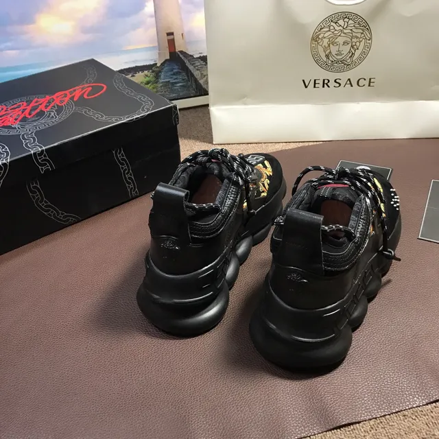 Versace Chain Reaction Black Baroque Print Chunky Sneakers 3