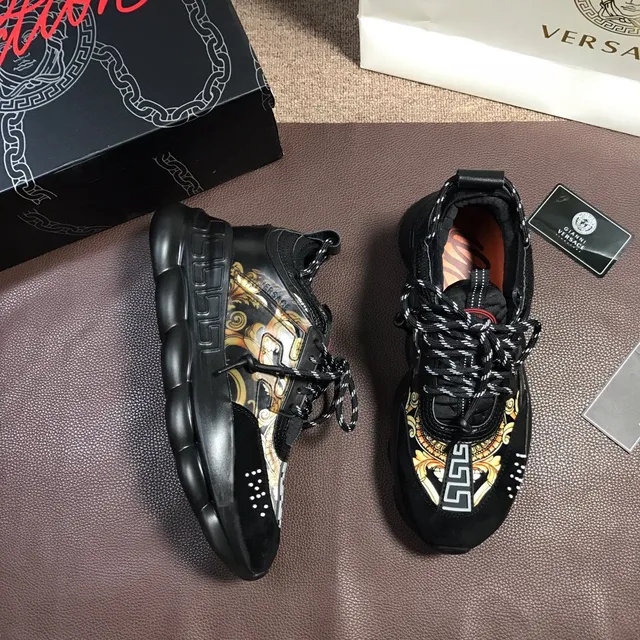 Versace Chain Reaction Black Baroque Print Chunky Sneakers 5