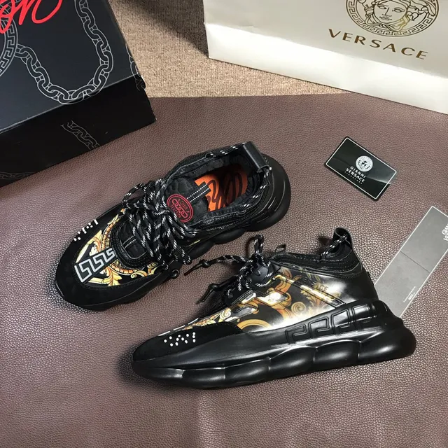 Versace Chain Reaction Black Baroque Print Chunky Sneakers 6