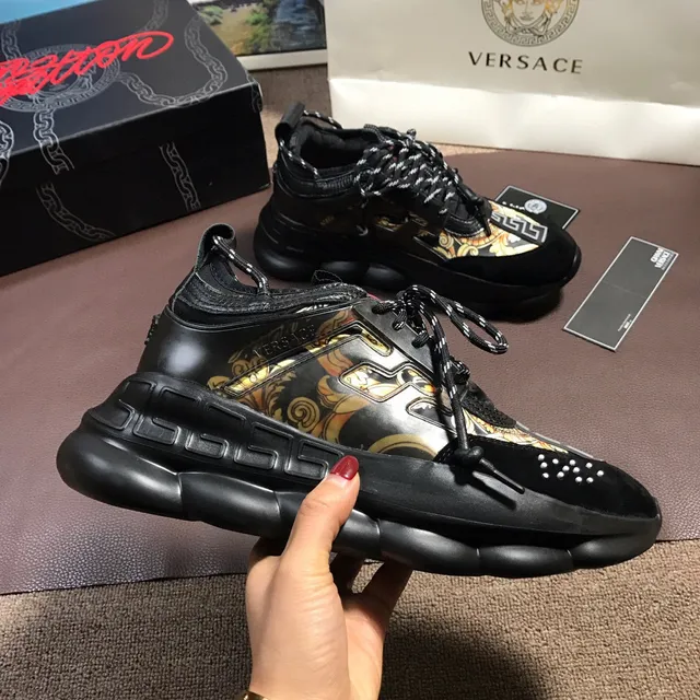 Versace Chain Reaction Black Baroque Print Chunky Sneakers 7