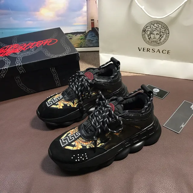 Versace Chain Reaction Black Baroque Print Chunky Sneakers 8