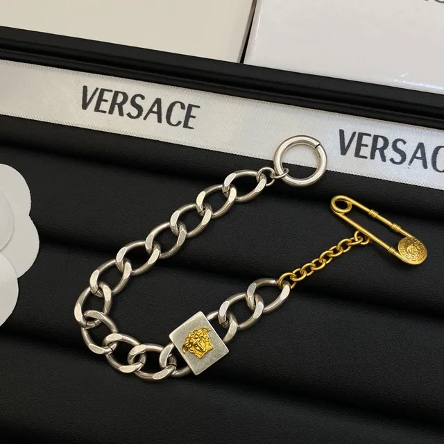 Versace Chain Reaction Medusa Curb-Link Two-Tone Bracelet 3