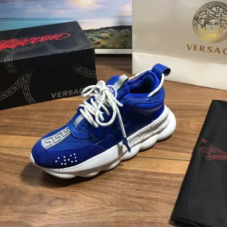 Versace Chain Reaction 皇家蓝和白色厚底运动鞋