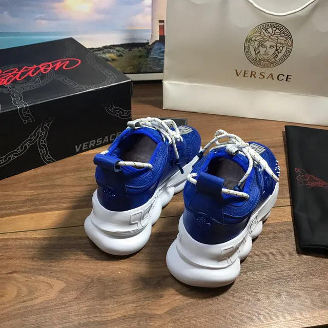 Versace Chain Reaction Royal Blue and White Chunky Sneakers 2