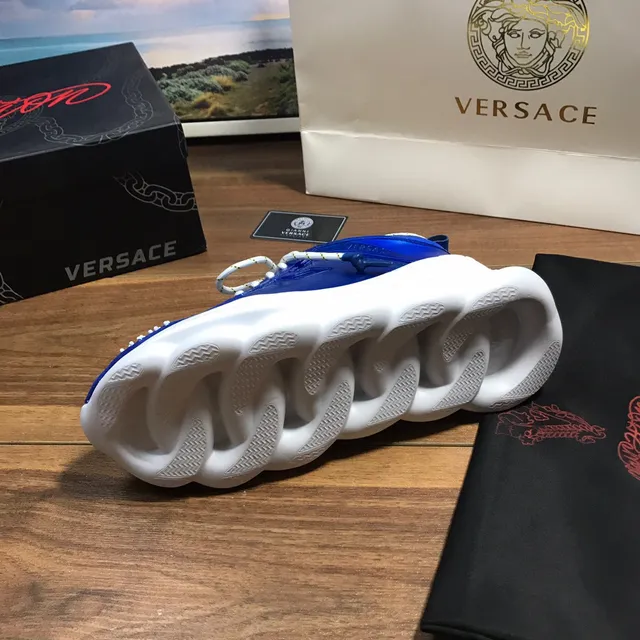 Versace Chain Reaction Royal Blue and White Chunky Sneakers 3