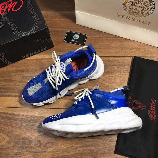 Versace Chain Reaction Royal Blue and White Chunky Sneakers 6