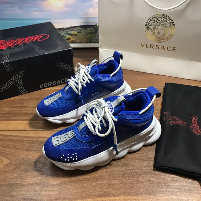 Versace Chain Reaction Royal Blue and White Chunky Sneakers 8