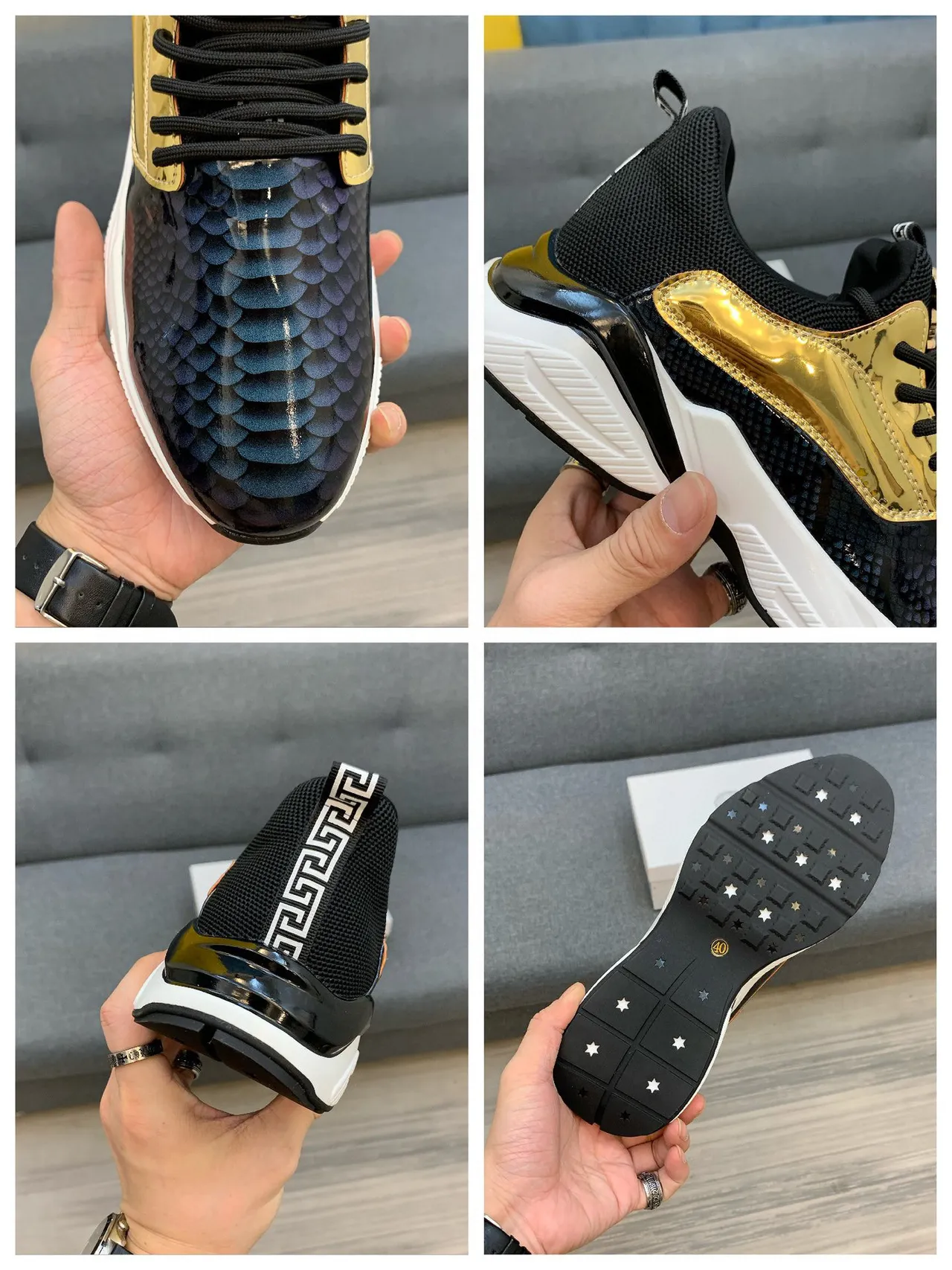 Versace Chain Reaction Chaussures chunky à peau de serpent et doré 2
