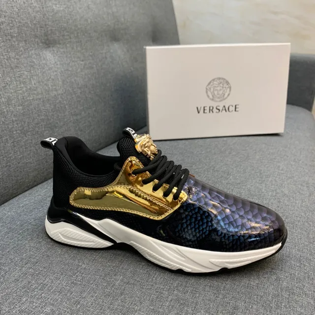 Versace Chain Reaction Chaussures chunky à peau de serpent et doré 6