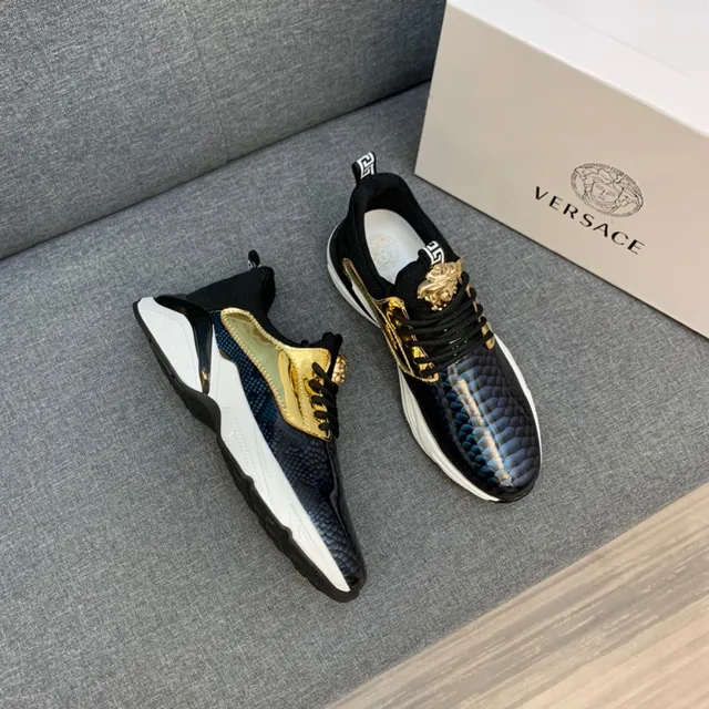Versace Chain Reaction Chaussures chunky à peau de serpent et doré 7