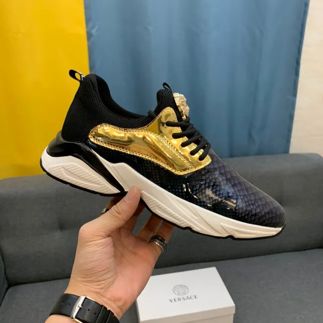 Versace Chain Reaction Chaussures chunky à peau de serpent et doré 9