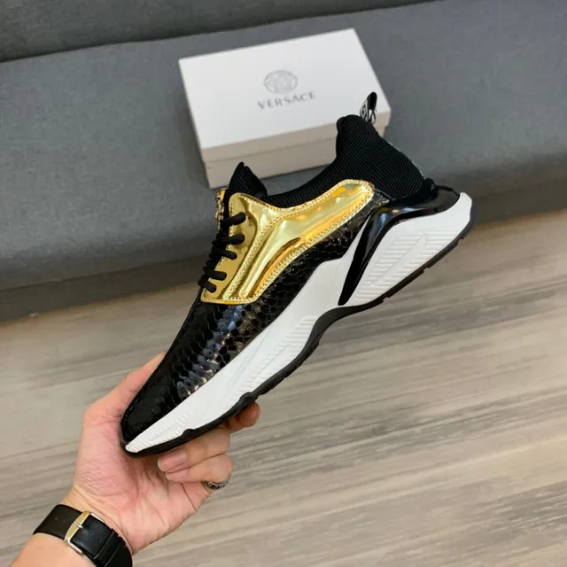 Versace Chain Reaction Chaussures chunky à peau de serpent et doré 11