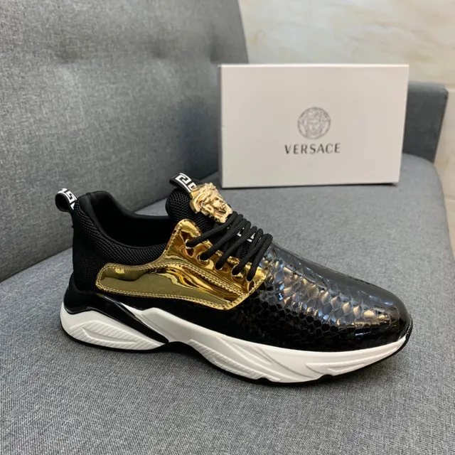 Versace Chain Reaction Chaussures chunky à peau de serpent et doré 14