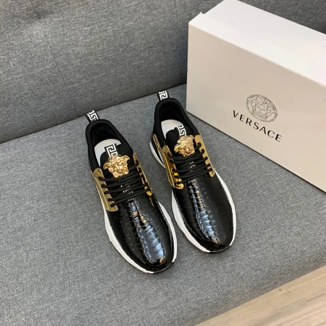 Versace Chain Reaction Chaussures chunky à peau de serpent et doré 16