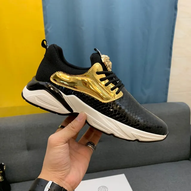 Versace Chain Reaction Chaussures chunky à peau de serpent et doré 17