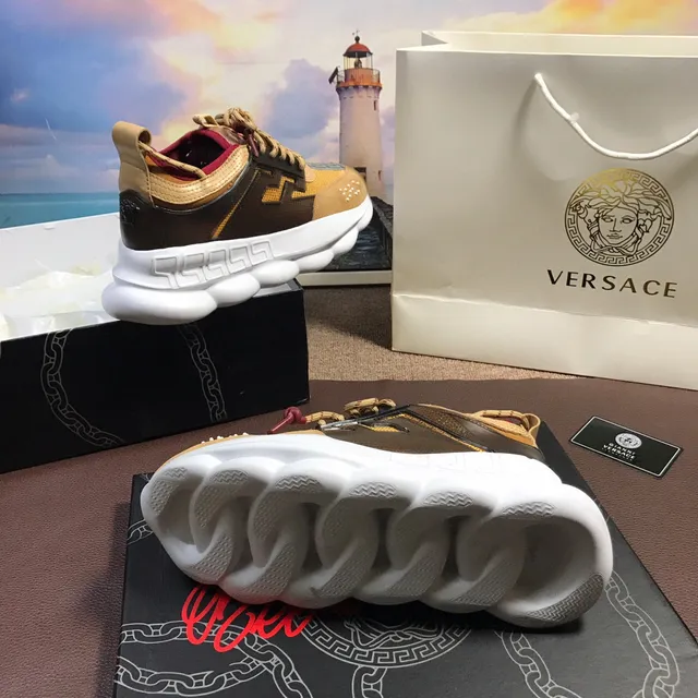 Versace Chain Reaction Tan Black White Red Chaussures Chunky 2