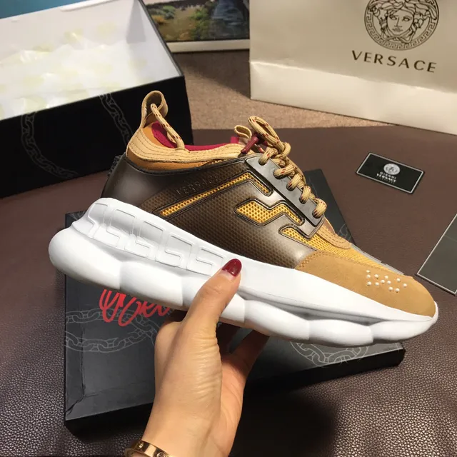 Versace Chain Reaction Tan Black White Red Chaussures Chunky 4