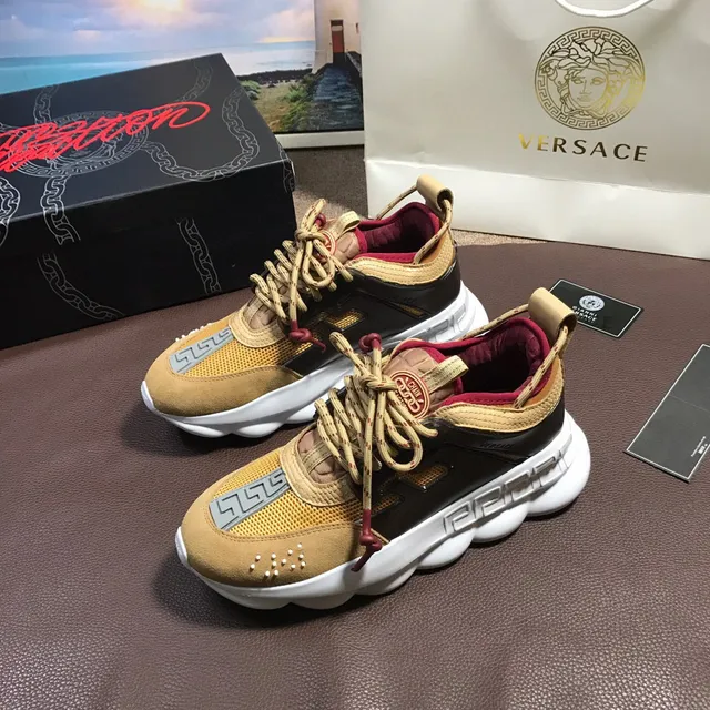 Versace Chain Reaction Tan Black White Red Chaussures Chunky 7
