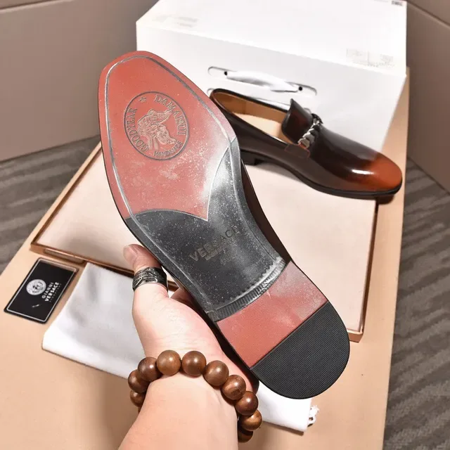 Versace Chain Reaction Two-Tone Brown Gradient Monk Shoes 2