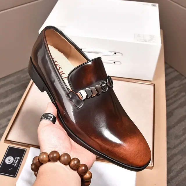 Versace Chain Reaction Two-Tone Brown Gradient Monk Shoes 5