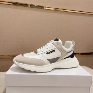 Versace Chain Reaction Branco, Bege e Cinza Chunky Sneakers