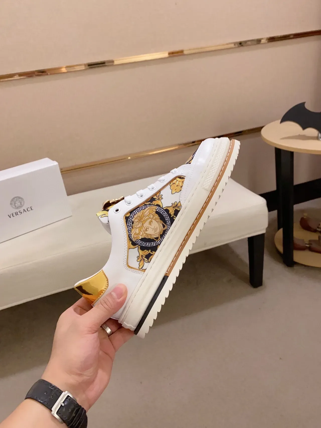 Versace Chain Reaction White Gold Medusa Lifestyle Sneakers 6
