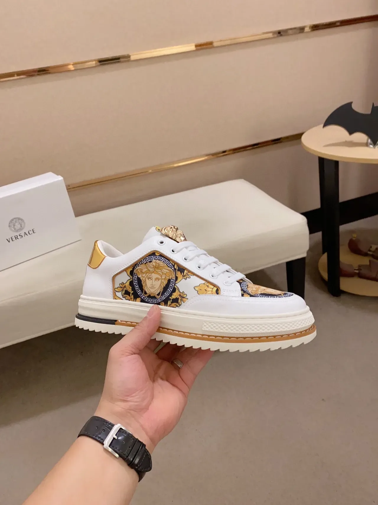 Versace Chain Reaction White Gold Medusa Lifestyle Sneakers 8