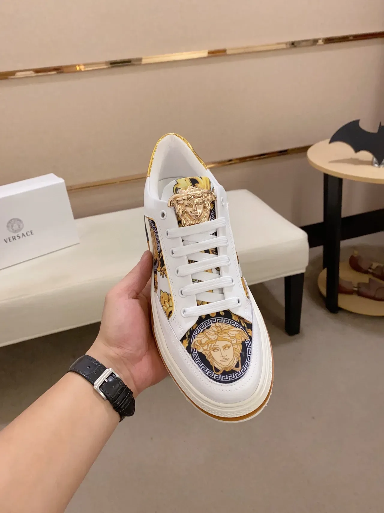 Versace Chain Reaction White Gold Medusa Lifestyle Sneakers 9