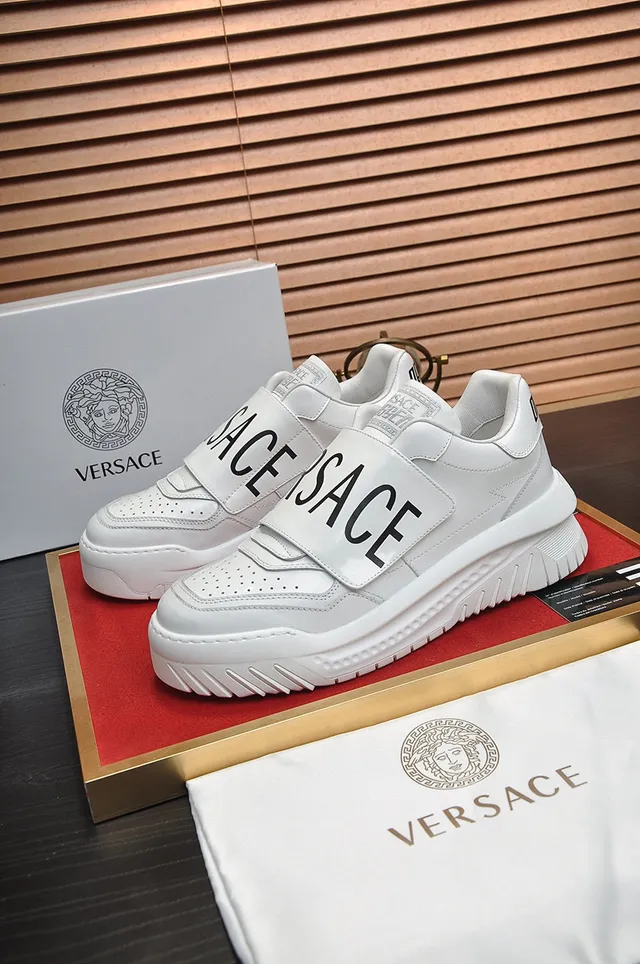 Versace Chain Reaction White Laceless Chunky Sneakers 8