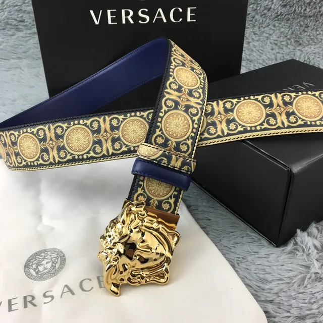 Versace Eros Medusa Head حزام جلدي مزخرف مطبوع باروك 9