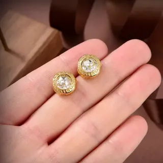 Versace 金色透明棱面水晶中心耳环